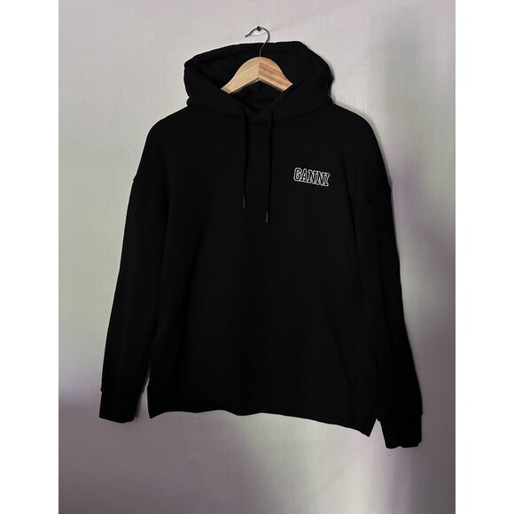 Ganni Women’s XXS Black Oversized Pullover Hoodie Software Isoli Side Slit - Picture 1 of 9